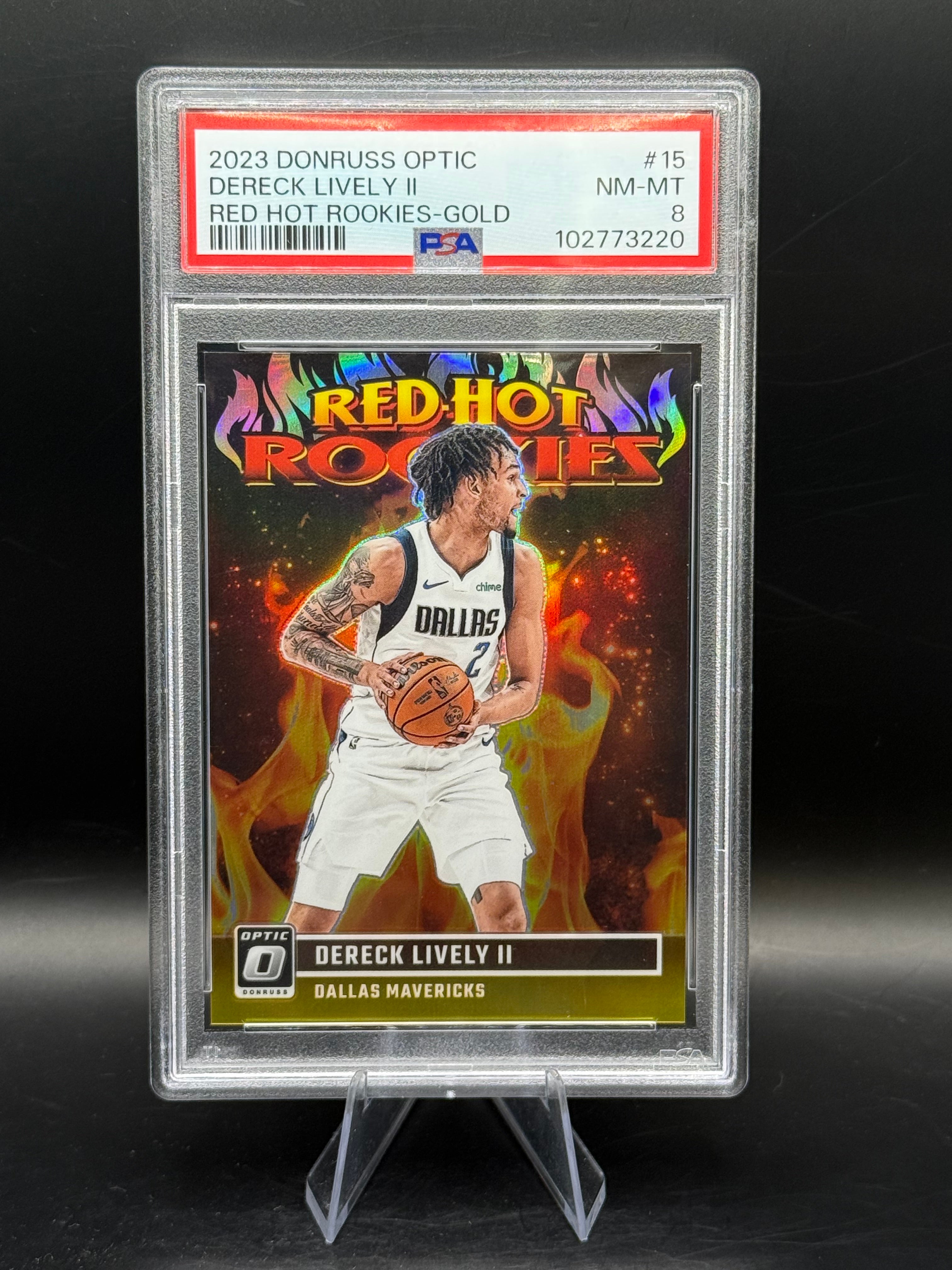 2023 Donruss Optic #15 Dereck Lively II Red Hot Rookies Gold /10 PSA 8
