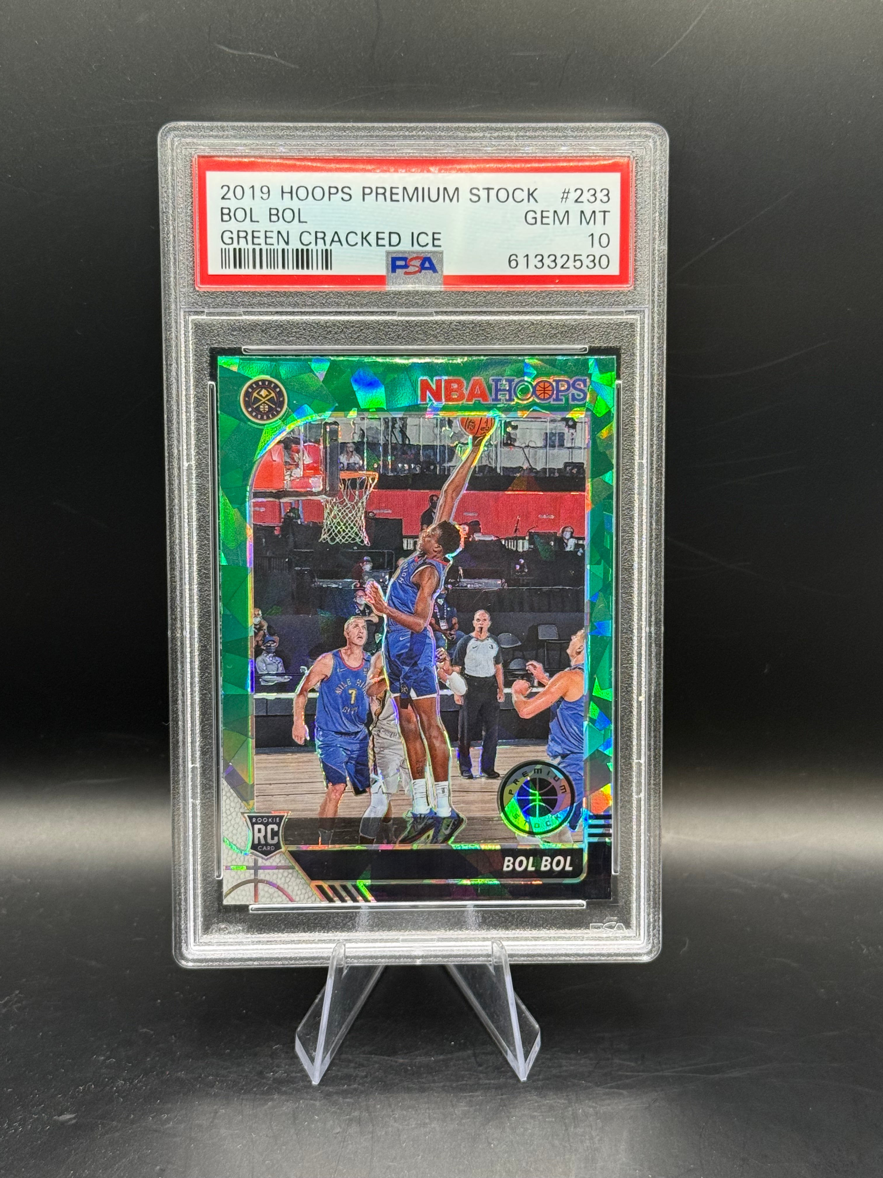 2019 NBA Hoops Premium Stock #233 Bol Bol Green Cracked Ice PSA 10