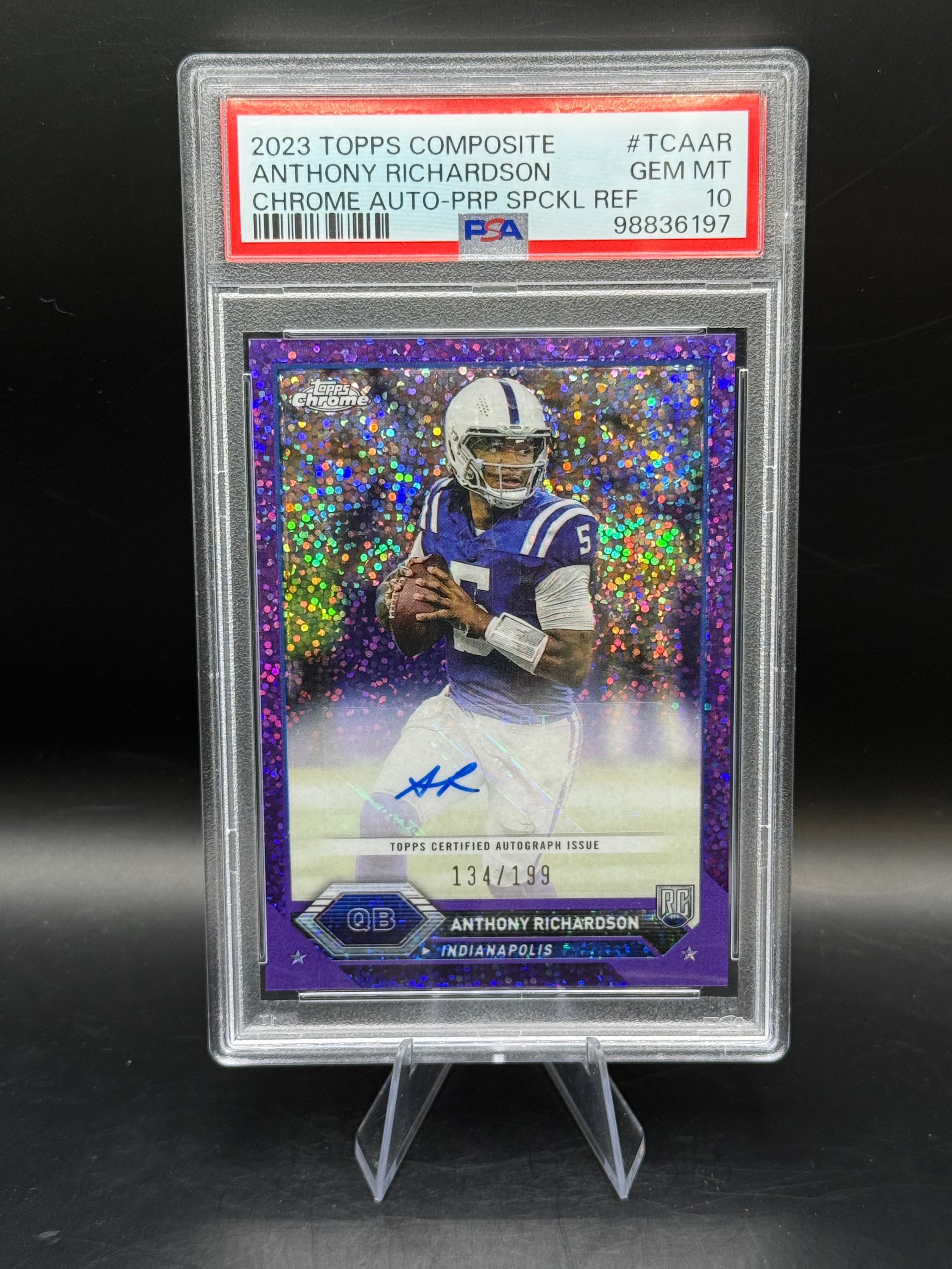 2023 Topps Composite Anthony Richardson #TCAAR Chrome Auto-Purple Speckle Refractor PSA 10
