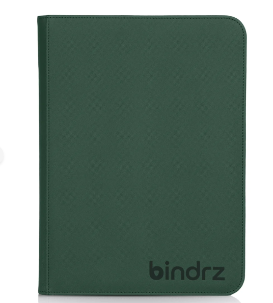 Bindrz 9-Pocket Green Zipper Binder